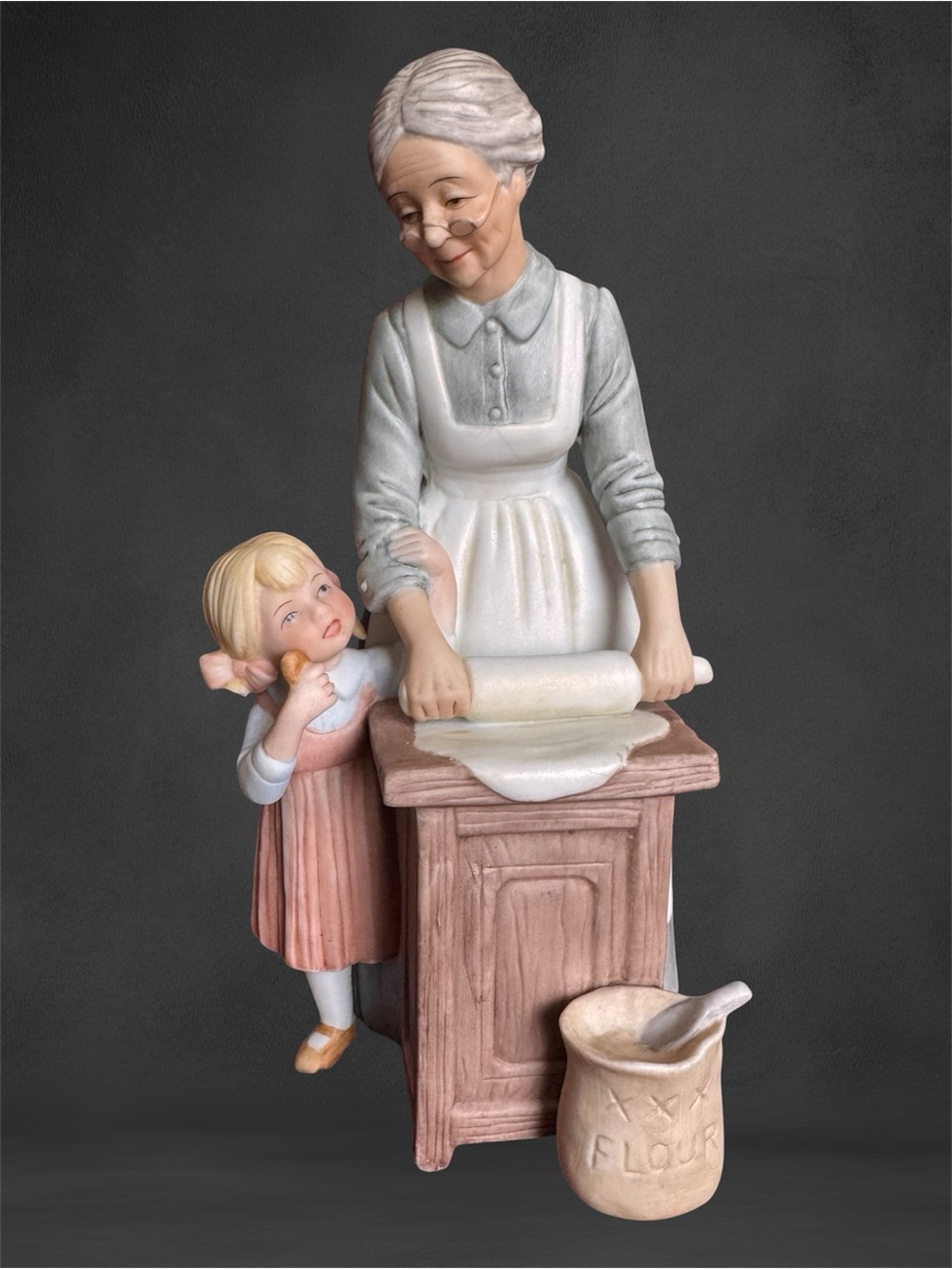 Enesco Treasured Memories 'Grandma's Cookies' Figurine in Cream & Pink .1983